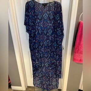 Blue and purple sheer kimono.